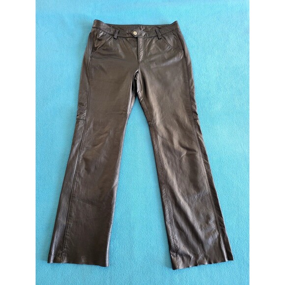 VTG Womens Harley Davidson 100% Genuine Leather Riding Pants Size 40/12 Embossed - Picture 1 of 16